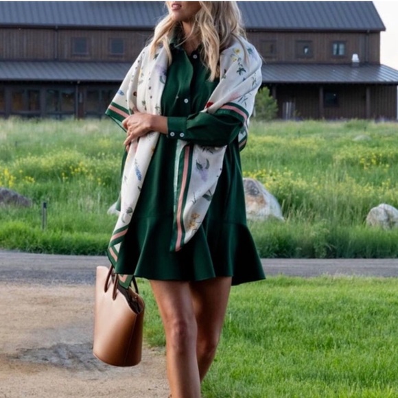 Tuckernuck Dresses & Skirts - Tuckernuck | NEW Hunter Green Crepe Callahan Long Sleeve Mini Dress Size XXL